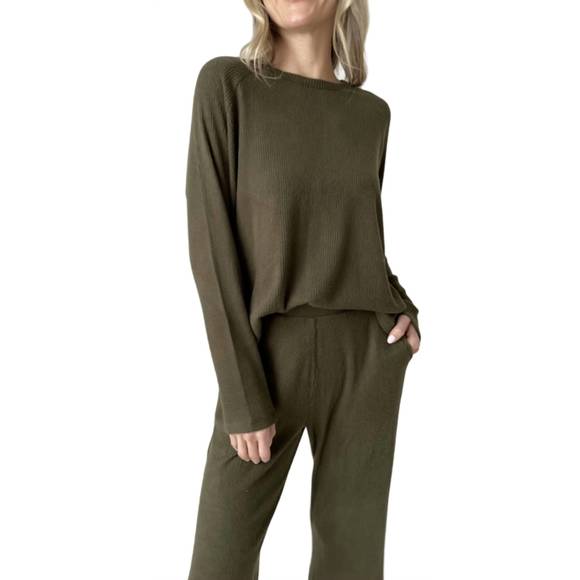 NEW SIX/FIFTY lazy sunday lounge top in army green - Picture 2 of 3